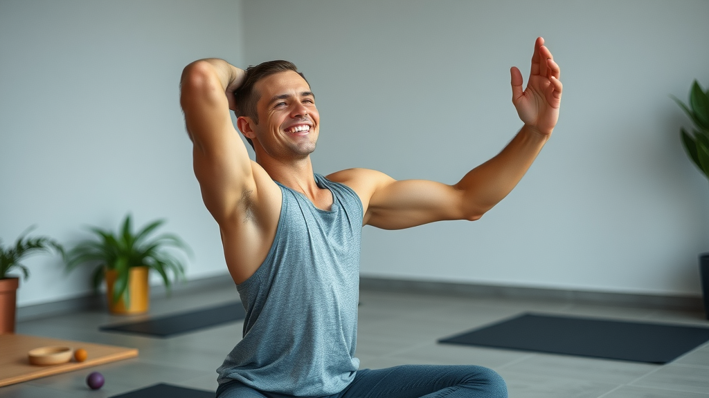 active individual practicing gentle yoga for effective physical self-care, enhancing mental health and wellbeing