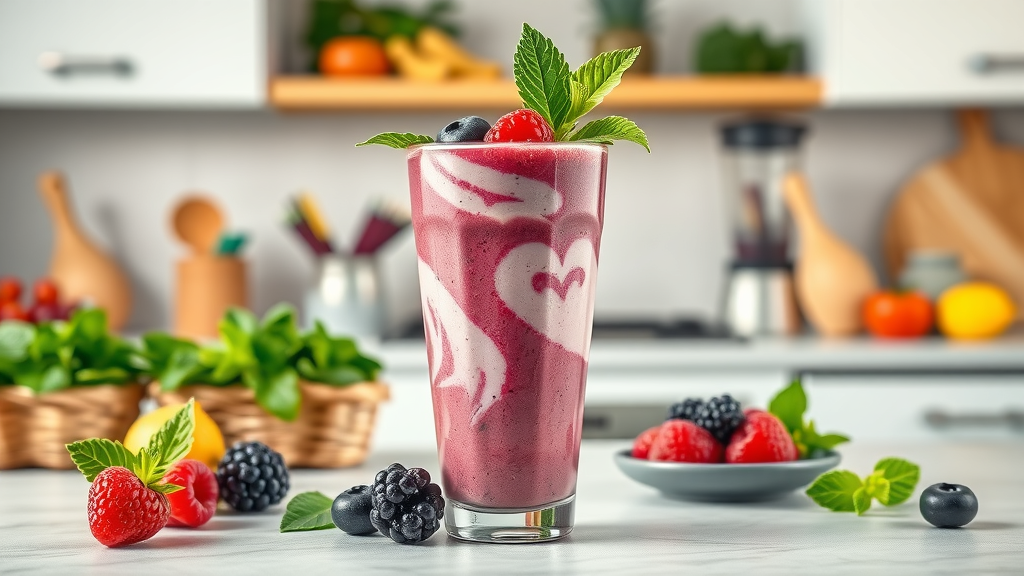 berry and green tea smoothie for weight loss at home, healthy smoothie recipe, belly fat, fruits and vegetables