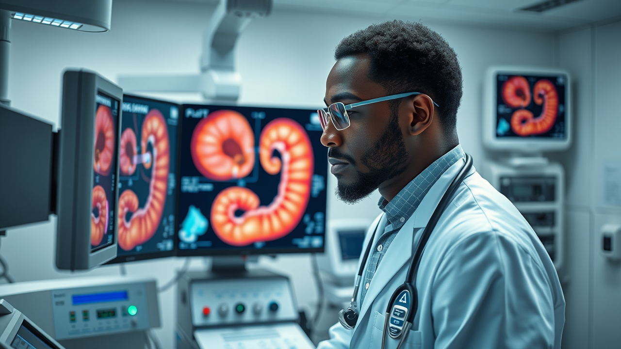 gastroenterologist performing colonoscopy checking for colon polyps growth