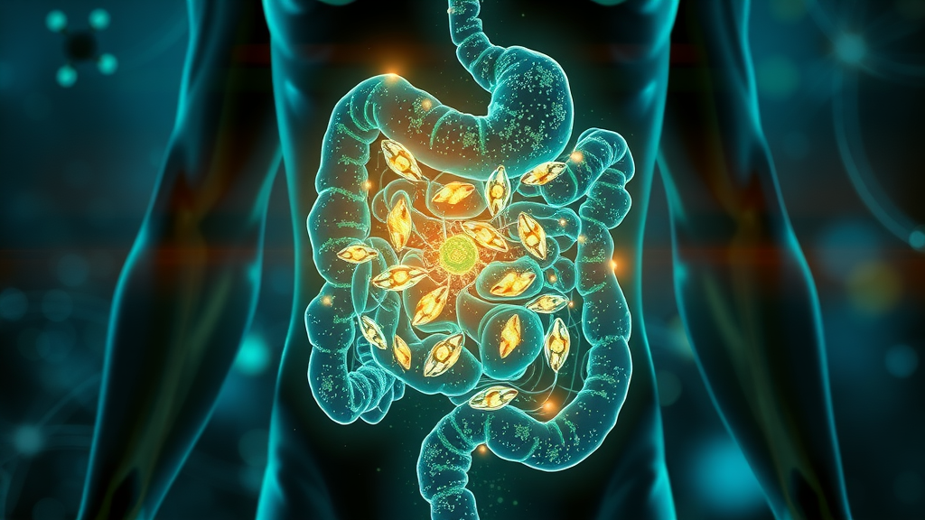 Artistic depiction of healthy gut flora illustrating enhanced digestion and gut health from a whole foods diet