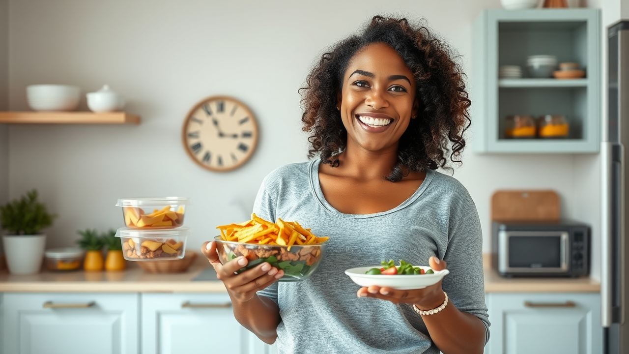 Confident person celebrating weight loss and success from following a whole foods diet