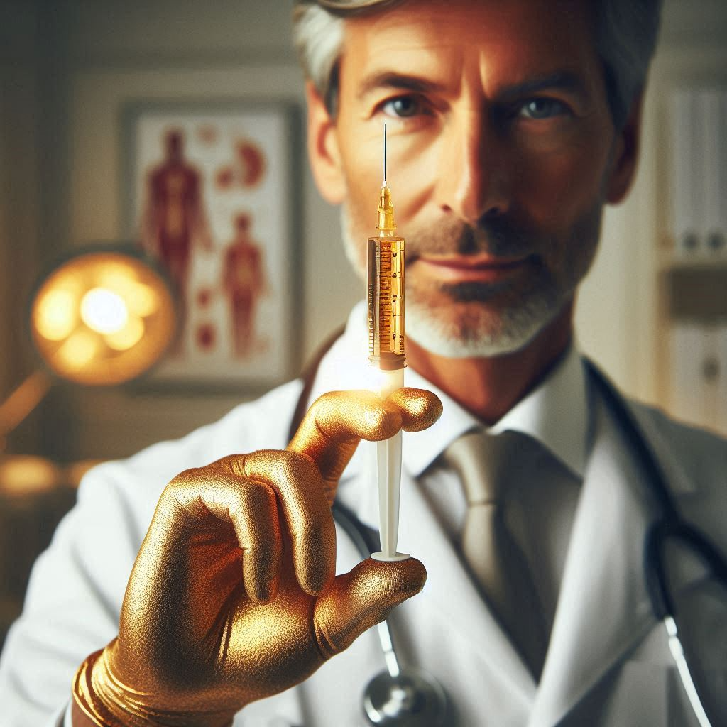 Doctor preparing platelet rich plasma injection for patient