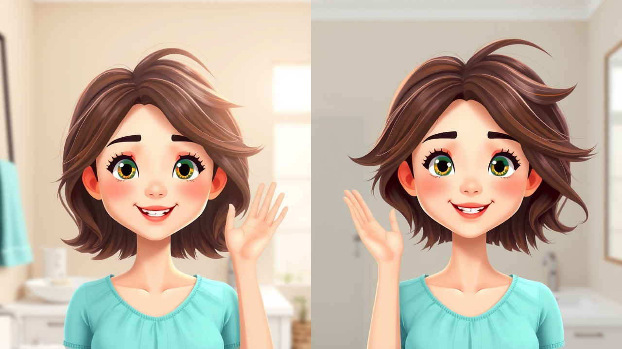 Split-screen: Adult woman shows hair improvement after PRP injection for hair loss