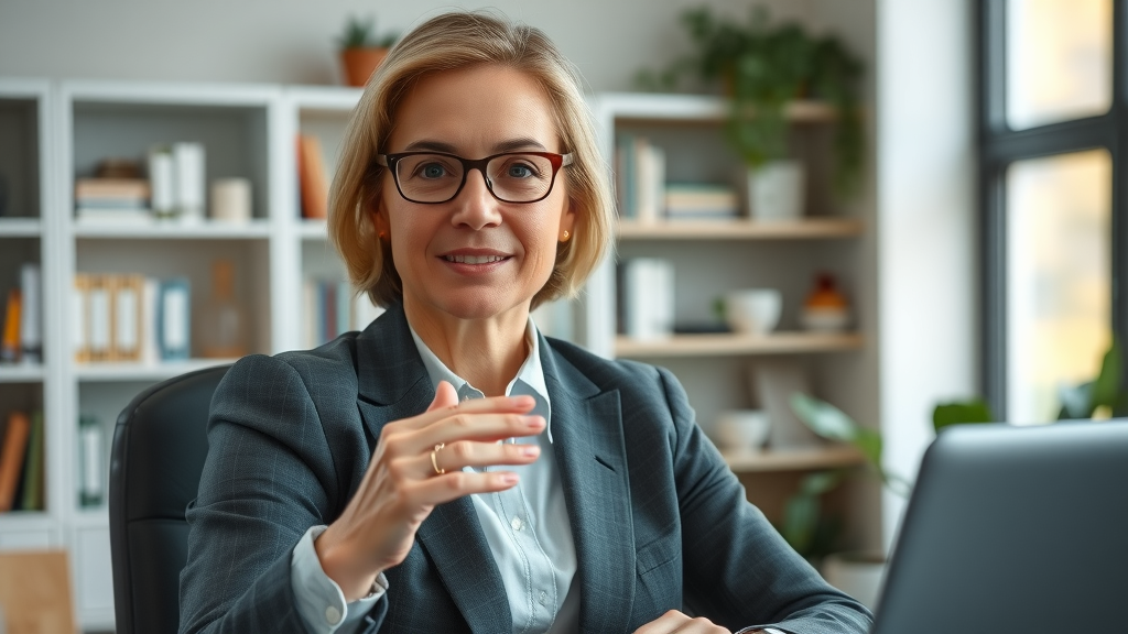 child psychologist discussing back-to-school anxiety treatment in office setting