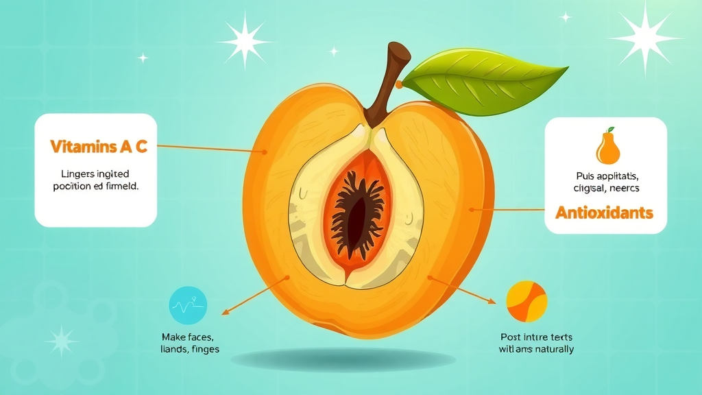Infographic of cross-sectioned apricot with nutrients supporting eye health and antioxidants