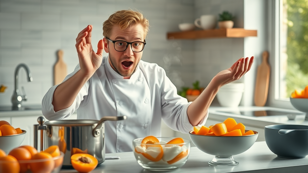 Chef preparing healthy apricot dessert for creative weight loss diet plans