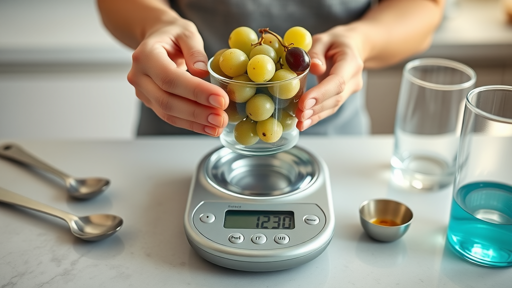 Measuring serving size of grapes to maintain low FODMAP portion control