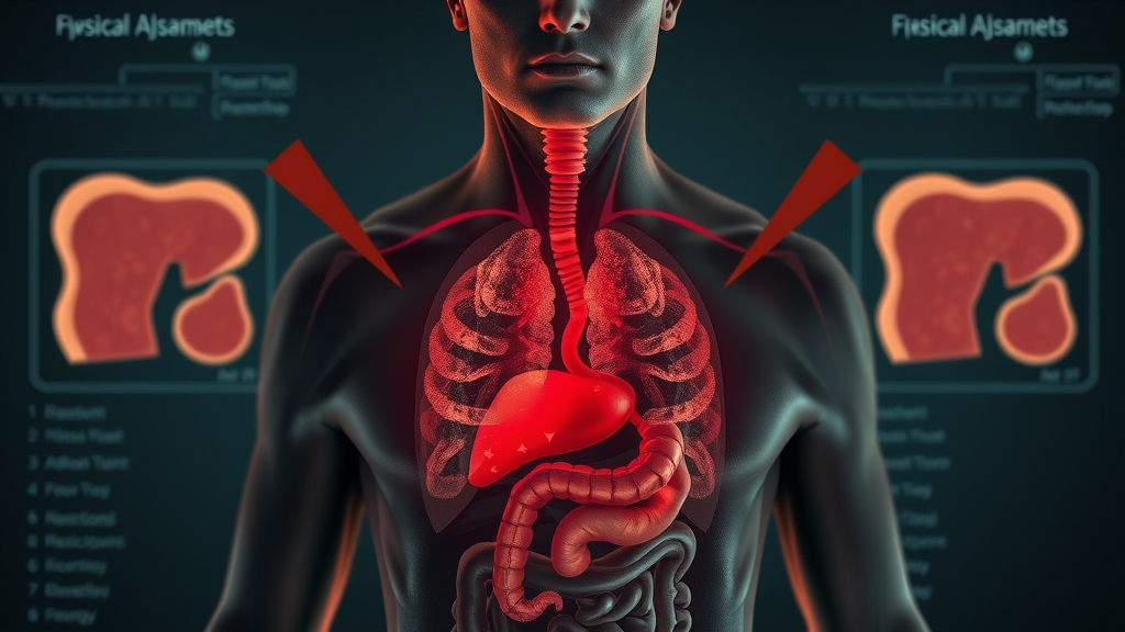 Human digestive system illustration near red processed meats, showing organs at risk from sodium nitrite in processed meat products