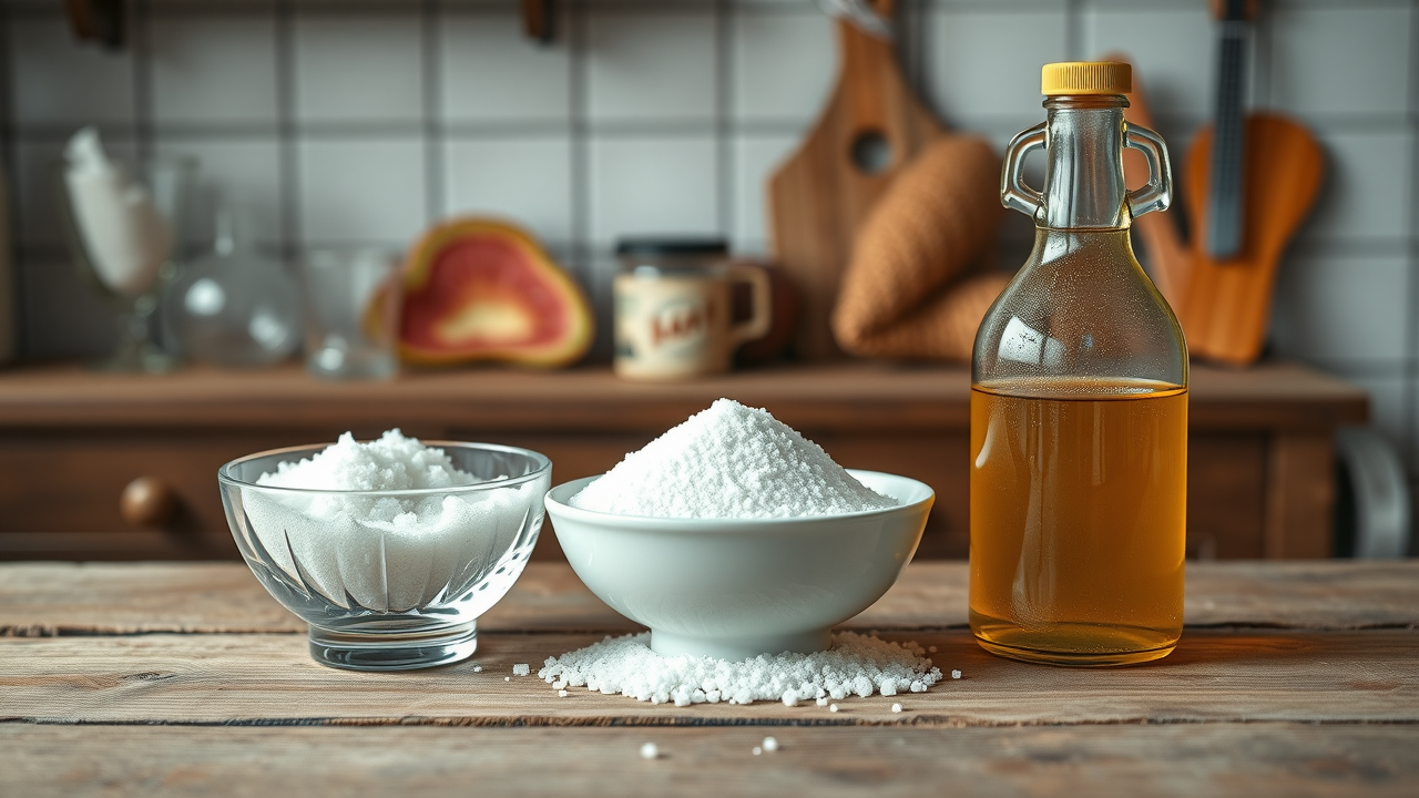 Comparison of cane sugar, table sugar, and high fructose corn syrup on a wooden table