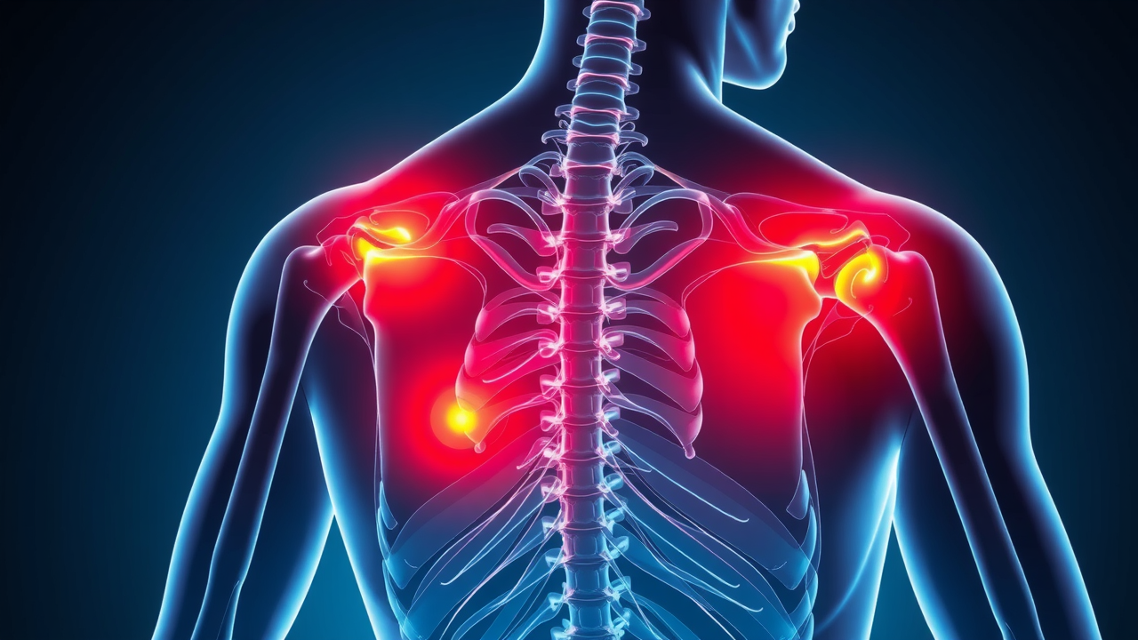 illustration of inflamed joints and pain pathways in osteoarthritis