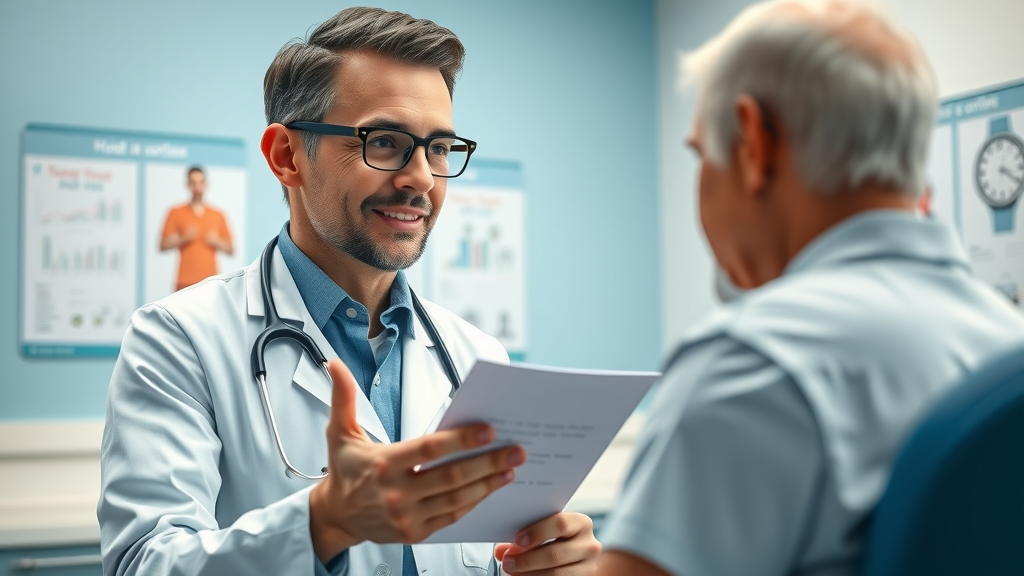Young confident doctor explaining blood pressure to a patient - lowering blood pressure in your 30