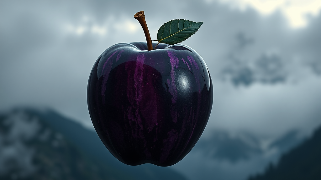 Rare Black Diamond apple with unique purple-black color grown in Tibet, rarest apple variety
