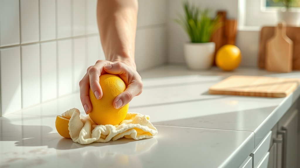 Cleaning kitchen countertop with lemon and microfiber: safe, effective ways to clean and sanitize without harsh chemicals