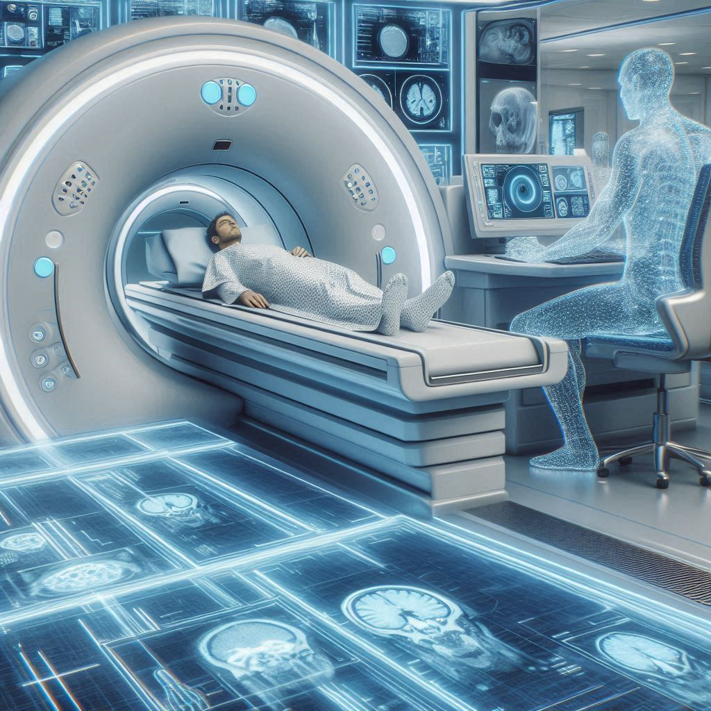 futuristic illustration of CT scan