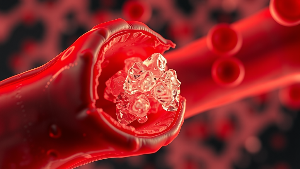 Illustration of cholesterol and calcium particles in an artery showing formation of calcified plaque, coronary artery calcium score, heart attack risk