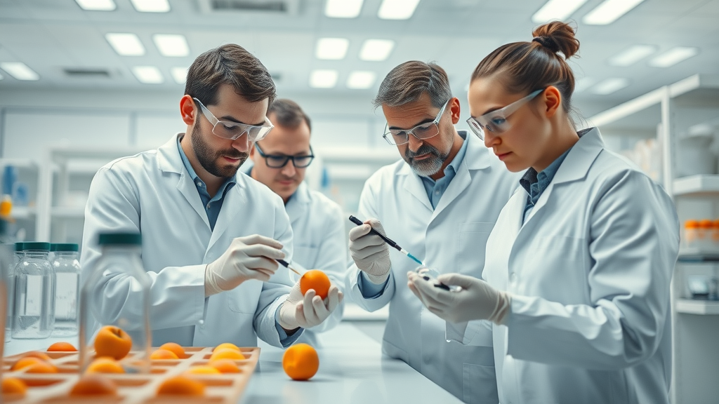scientists analyzing apricot samples for anti-aging benefits of apricot antioxidants, laboratory research