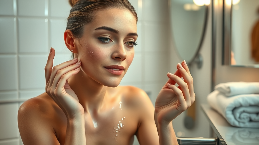 Step-by-step skincare routine for treating acne, including gentle cleansing, topical treatment, and moisturizing