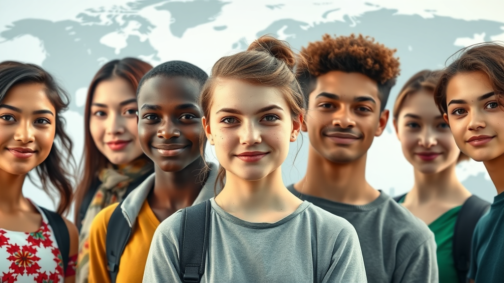 Culturally diverse montage of teens and young adults with varied skin types, illustrating acne incidence worldwide