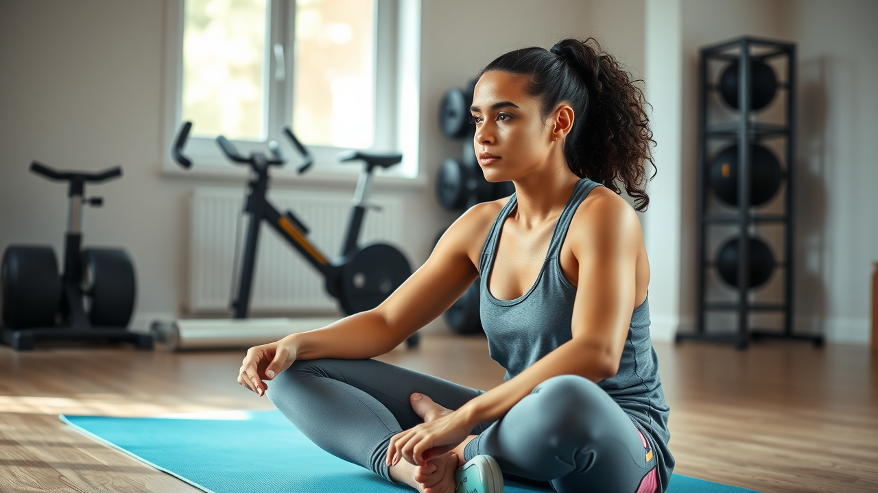 Athlete sitting on yoga mat for daily mental training routine to enhance mental strength