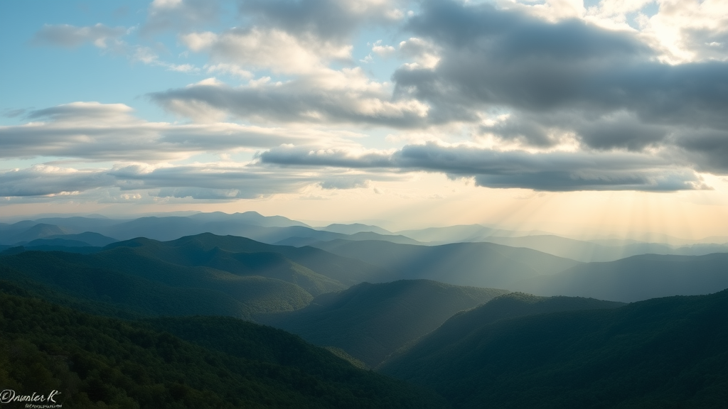 Blue Ridge Parkway most beautiful section - panoramic Linville Gorge and Grandfather Mountain vista