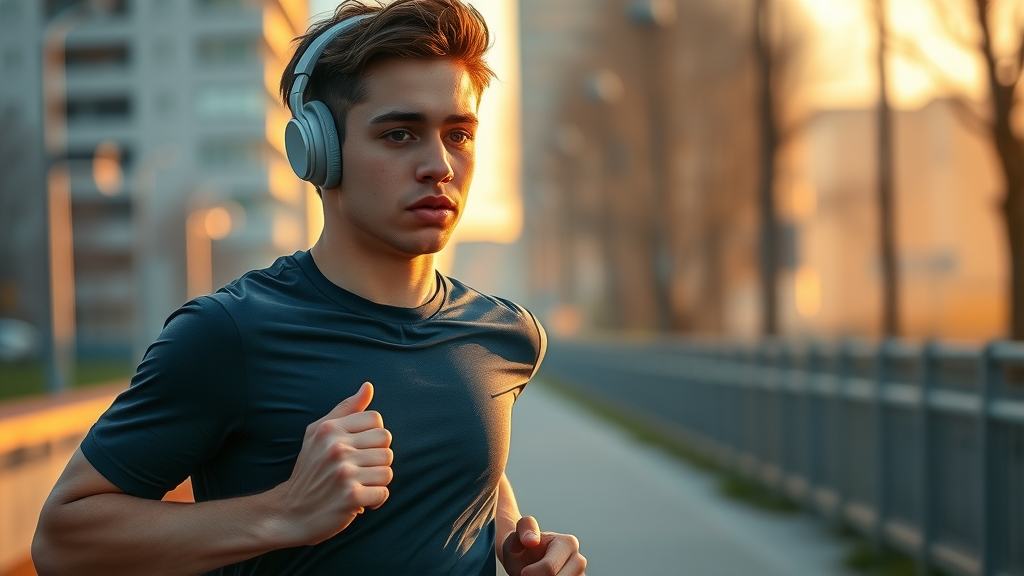 Mindful athlete running at sunrise, practicing deep focus and breathwork for mind body connection in fitness