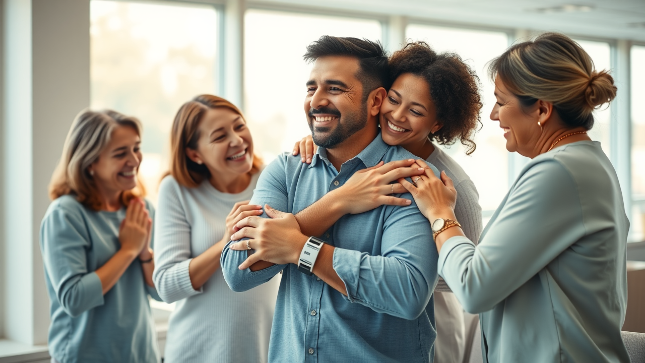 Family reunion in a North Carolina hospital waiting room after a successful organ donation