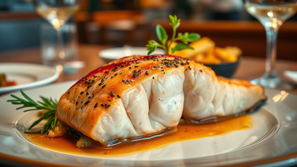 cooked salmon fillet plated in restaurant showing high protein and healthy fats