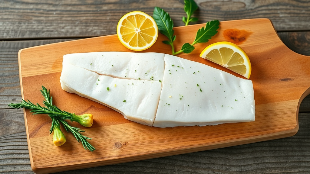 fresh halibut steak ready for cooking, representing versatile high protein fish