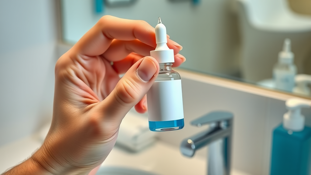 Close-up of hands preparing ear drops for safe use to relieve ear congestion