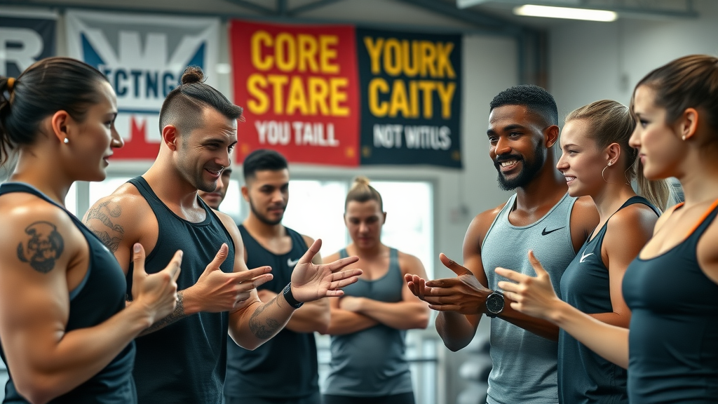 competitive athletes strategizing about core exercises, discussing benefits of sit ups vs leg raises for performance