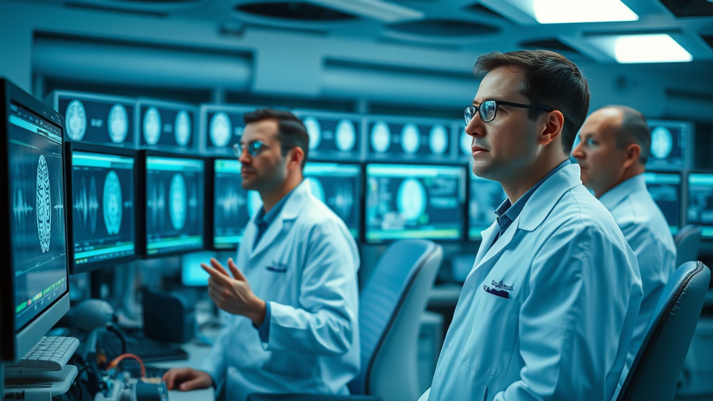 Modern sleep research lab with scientists monitoring data, illustrating advanced sleep medicine research supporting CBT-I.
